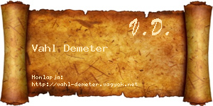 Vahl Demeter névjegykártya